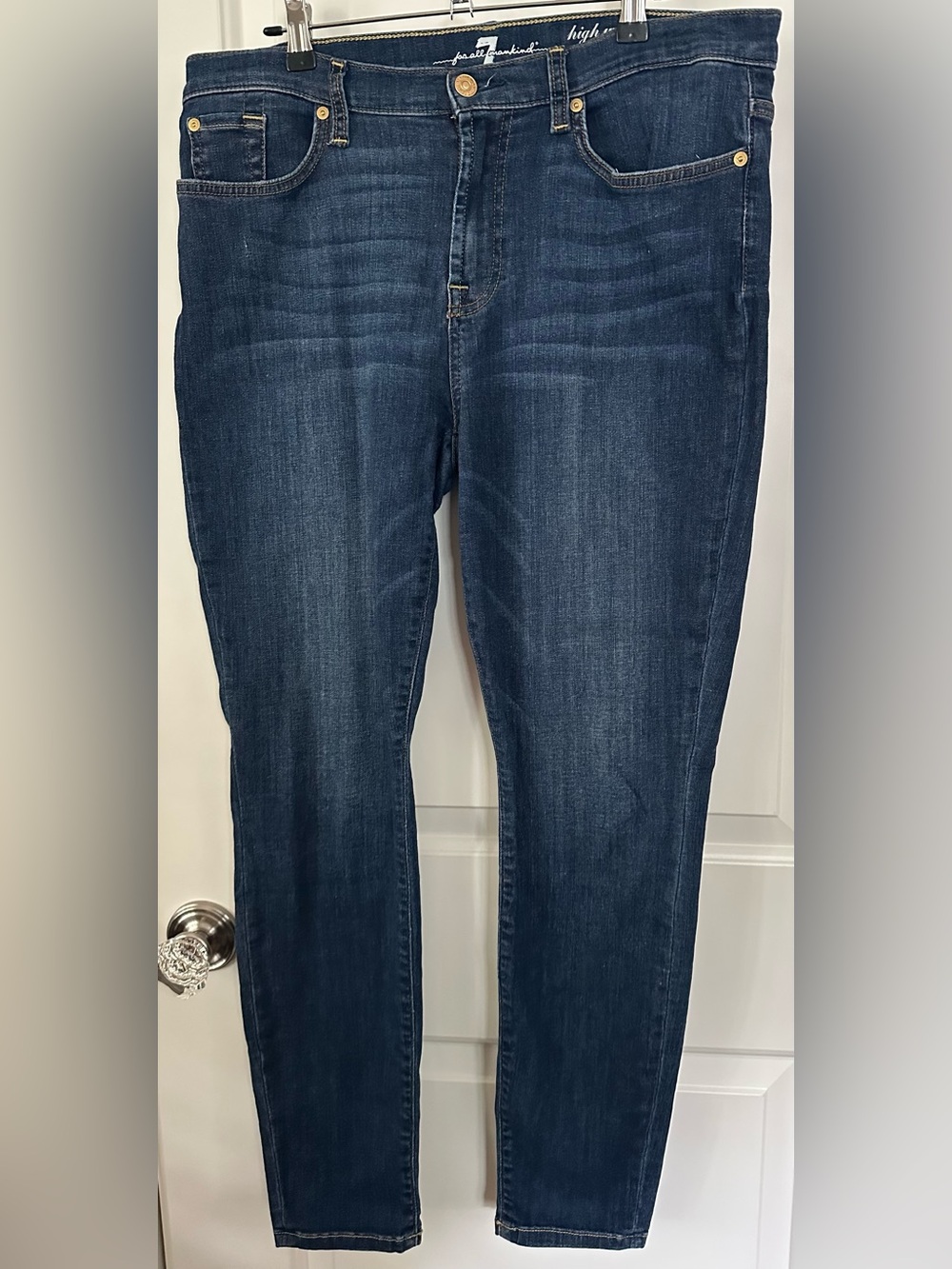 7 For All Mankind Gwenevere High Waist Skinny Jeans Women’s 32 Dark Wash Stretch